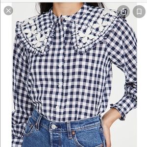Sea New York Gina Gingham Long Sleeve Blouse